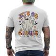 Lets Go Ghouls Retro Halloween Party Funny Ghost Pumpkin Pumpkin Funny Gifts Mens Back Print T-shirt