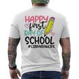 Librarian Happy First Day Of School Funny Back School Mens Back Print T-shirt