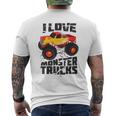 I Love Monster Trucks Cute Bigfoot Trucks Men's T-shirt Back Print