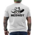 Meowdy Funny Mashup Between Meow And Howdy Cat Meme Mens Back Print T-shirt
