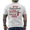 Never Underestimate A Texas Woman Who Is Covered By Blood Texas Funny Designs Gifts And Merchandise Funny Gifts Mens Back Print T-shirt