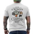 Never Underestimate A Woman Who Love Camping Born In May Mens Back Print T-shirt