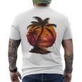 Vintage Retro Palm Trees Beach Sunset Tropical Summer 70 80S 80S Vintage Designs Funny Gifts Mens Back Print T-shirt
