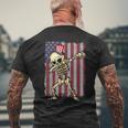4Th Of July Dabbing Skeleton American Flag Dabbing Mens Back Print T-shirt Gifts for Old Men