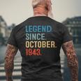 80 Year Old 80Th Birthday Legend Since October 1943 Men's T-shirt Back Print Gifts for Old Men