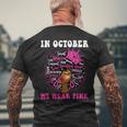 African American Afro Black Queen Breast Cancer Awareness Men's T-shirt Back Print Gifts for Old Men