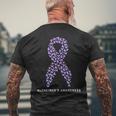 Alzheimer Awareness A Purple Ribbon On Alzheimer's Day Men's T-shirt Back Print Gifts for Old Men