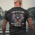 America Eagle | Land Of The Free Because Of The Brave Mens Back Print T-shirt Gifts for Old Men