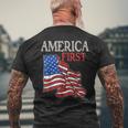America First Usa American Patriot Flag Memorial Day Vintage Mens Back Print T-shirt Gifts for Old Men