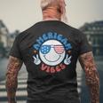 America Vibes Fourth 4Th Of July Happy Face Smile Patriotic Mens Back Print T-shirt Gifts for Old Men