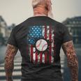 American Baseball Us Flag 4Th Of July Boys Baseball Funny Gifts Mens Back Print T-shirt Gifts for Old Men