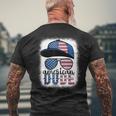 American Dude 4Th Of July Usa Flag Glasses American Family Mens Back Print T-shirt Gifts for Old Men