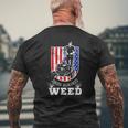 American Flag Dads Against Weed Funny Lawn Mowing Fathers Mens Back Print T-shirt Gifts for Old Men