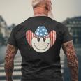 American Smile Face Cowboy Cowgirl 4Th Of July Howdy Rodeo Mens Back Print T-shirt Gifts for Old Men