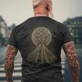 Ancient Sacred Mayan Aztec Calendar Pyramid Geometry Mens Back Print T-shirt Gifts for Old Men
