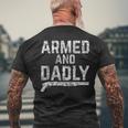 Armed And Dadly Armed Dad Pun Deadly Father Joke Men's Back Print T-shirt Gifts for Old Men