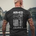 Armed And Dadly Deadly Father For Fathers Day Usa Flag Men's Back Print T-shirt Gifts for Old Men