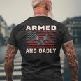 Men Armed And Dadly Deadly For Fathers Day Usa Flag Men's Back Print T-shirt Gifts for Old Men
