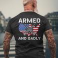 Armed And Dadly Fathers Day Pun Us Flag Deadly Dad Men's Back Print T-shirt Gifts for Old Men