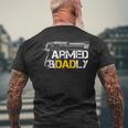 Armed And Dadly Veteran Dad Gun Men's Back Print T-shirt Gifts for Old Men