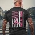 Back The Pink Warrior Flag American Breast Cancer Awareness Breast Cancer Awareness Funny Gifts Mens Back Print T-shirt Gifts for Old Men