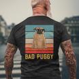 Bad Puggy Funny Pug Lover Gifts Bad Puggy Mens Back Print T-shirt Gifts for Old Men