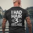 Bald Dad Father Of Three Triplets Husband Fathers Day For Women Men's Back Print T-shirt Gifts for Old Men