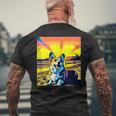 Beach Corgi Vintage Sunset Vacation Sunny Holiday Dog Mens Back Print T-shirt Gifts for Old Men