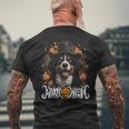 Bernese Mountain Dog Halloween Costume Pumpkin Witch Men's T-shirt Back Print Gifts for Old Men