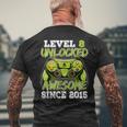 Birthday Boy Video Game Level 8 Unlocked Awesome Since 2015 Mens Back Print T-shirt Gifts for Old Men