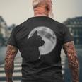 Black Cat In Front Of The Full Moon Moon Funny Gifts Mens Back Print T-shirt Gifts for Old Men