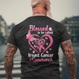 Blessed To Be Called Pink Women Heart Breast Cancer Survivor Mens Back Print T-shirt Gifts for Old Men