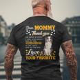 Blue Merle Collie Dear Mommy Thank You For Being My Mommy Mens Back Print T-shirt Gifts for Old Men