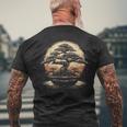 Bonsai Tree And The Rising Sun In Japan Design Mens Back Print T-shirt Gifts for Old Men