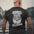 Bonus Dads With Beards - Fatherhood Stepdad Stepfather Uncle Mens Back Print T-shirt Gifts for Old Men