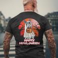 Boston Terrier Happy Halloween Costume Ghost Men's T-shirt Back Print Gifts for Old Men