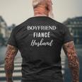 Boyfriend Fiance Husband Wedding Groom Just Married Men's T-shirt Back Print Gifts for Old Men