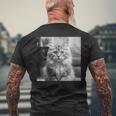 British Longhair Cat Cinematic Black And White Photography Men's T-shirt Back Print Gifts for Old Men