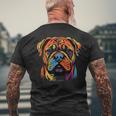 Bullmastiff Mom Or Dad Colorful Puppy Dog Lover Cute Black Mens Back Print T-shirt Gifts for Old Men