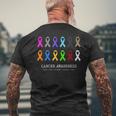 Cancer Awareness Clothing - Fight Cancer Ribbon Mens Back Print T-shirt Gifts for Old Men