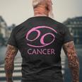 Cancer Zodiac Sign Pink Symbol Stars June July Birthday Men's Back Print T-shirt Gifts for Old Men