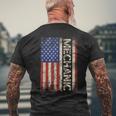 Car Mechanic Wrench Workshop Tools Us American Flag Men Mens Back Print T-shirt Gifts for Old Men