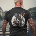 Cat Playing Guitar | Rock Cat | Heavy Metal Cat | Music Cat Mens Back Print T-shirt Gifts for Old Men