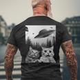 Cat Selfie With Alien Ufo Spaceship Cat Lovers Men's T-shirt Back Print Gifts for Old Men