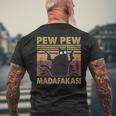 Cat Vintage Pewpewpew Madafakas Cat Crazy Pew Vintage Funny Mens Back Print T-shirt Gifts for Old Men