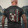Cheer Grandpa Us Flag Dad Patriotic Cheerleader Fathers Day Men's T-shirt Back Print Gifts for Old Men