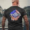 Chest Usa 4Th Of July Usa Flag Patriotic American Mens Back Print T-shirt Gifts for Old Men