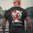 Christian Name Gift Santa Christian Mens Back Print T-shirt Gifts for Old Men