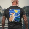 Corgi Starry Night Art Dog Art Corgi Owner Corgi Men's T-shirt Back Print Gifts for Old Men