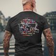 Country Flags World Map Traveling International World Flags Mens Back Print T-shirt Gifts for Old Men